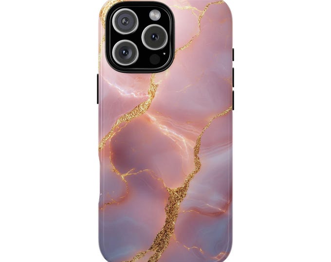 Elegant Rose Gold Pink Marble Veins Phone Case: iPhone, Galaxy, Pixel - Lifetime Warranty