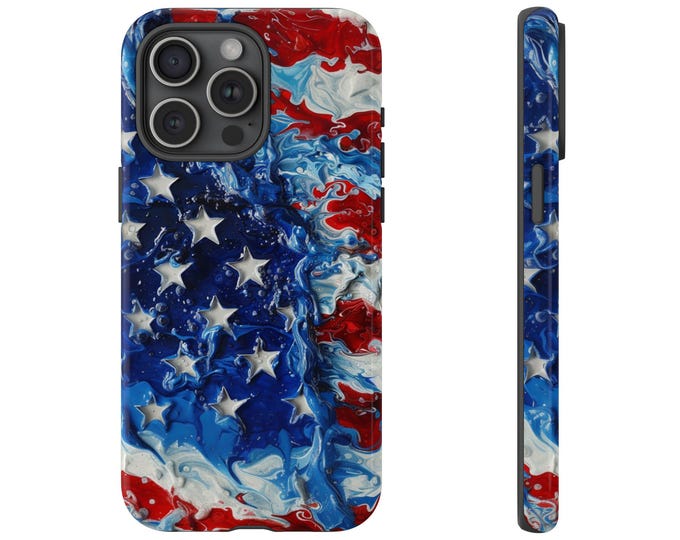 American Hydro Dipped Liquid Paint USA Flag Phone Case: iPhone, Galaxy, Pixel - Lifetime Warranty