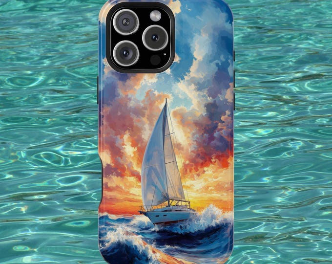 Sailboat Rough Sea Waves Boat Sailing Phone Case: iPhone, Galaxy, Pixel - Lifetime Warranty
