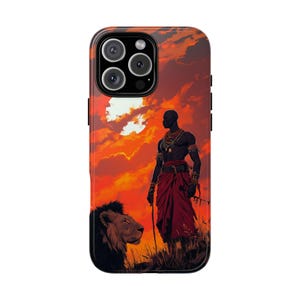 Maasai African Warrior Lion Sunset Phone Case - Lifetime Warranty