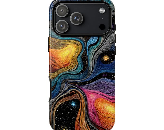 Nebula Swirls Teal Violet Light Waves Phone Case: iPhone, Galaxy, Pixel - Lifetime Warranty