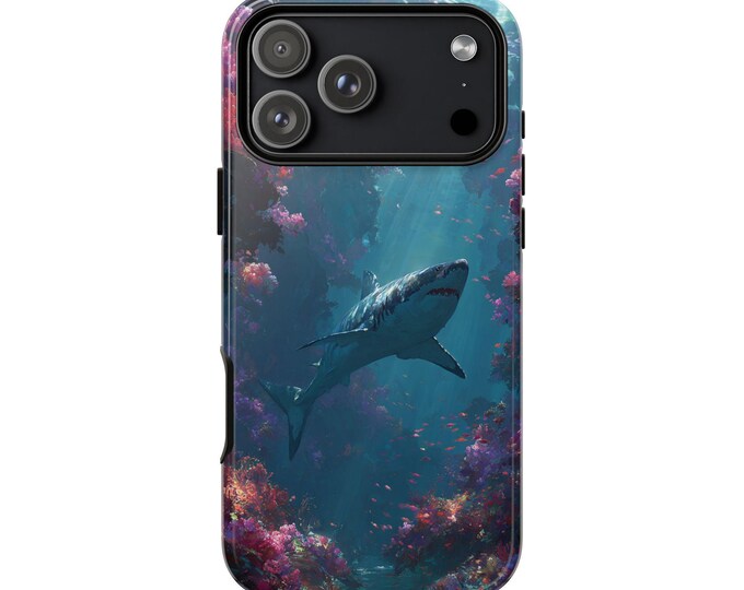 Shark in Luminous Reef Phone Case: iPhone, Galaxy, Pixel - Lifetime Warranty