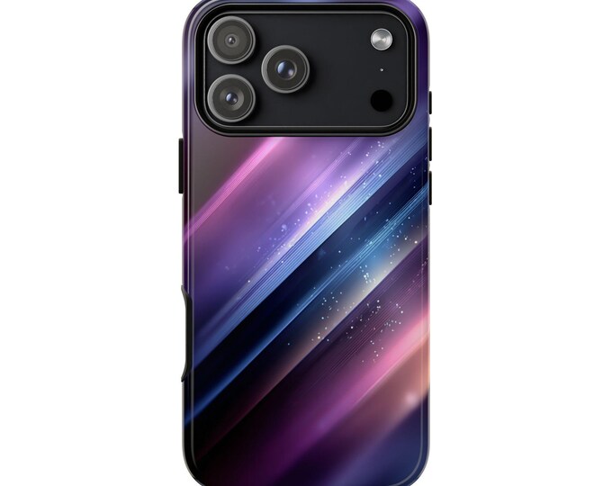 Purple Indigo Light Wave Lines Phone Case: iPhone, Galaxy, Pixel - Lifetime Warranty