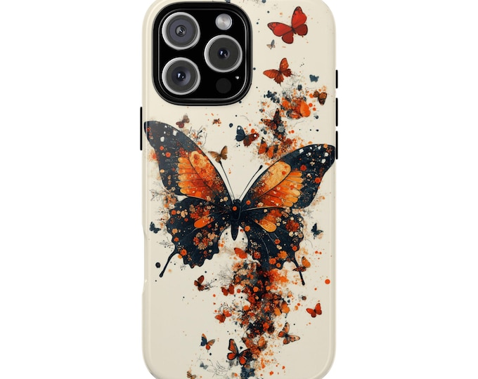 Monarch Butterfly Symphony White Cream Background Phone Case: iPhone, Galaxy, Pixel - Lifetime Warranty