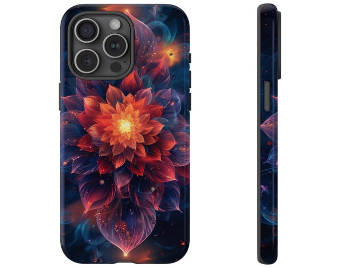 Spiritual Cosmic Galaxy Mandala Flower Phone Case: iPhone, Galaxy, Pixel - Lifetime Warranty