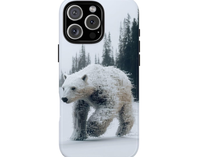 Polar Bear Winter Forest Motion Pixel Phone Case: iPhone, Galaxy, Pixel - Lifetime Warranty