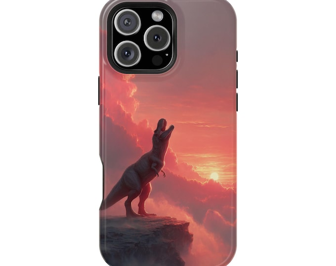 Tyrannosaurus Rex Roaring Dinosaur Sunset Phone Case: iPhone, Galaxy, Pixel - Lifetime Warranty