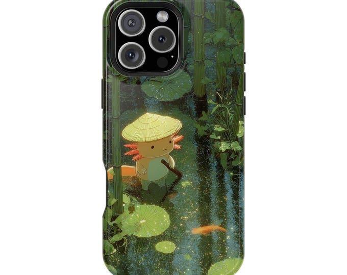 Axolotl Bamboo Forest Anime Phone Case: iPhone, Galaxy, Pixel - Lifetime Warranty