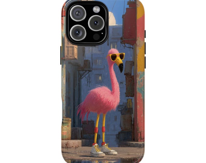 Pink Flamingo Sneakers Sunglasses Phone Case: iPhone, Galaxy, Pixel - Lifetime Warranty