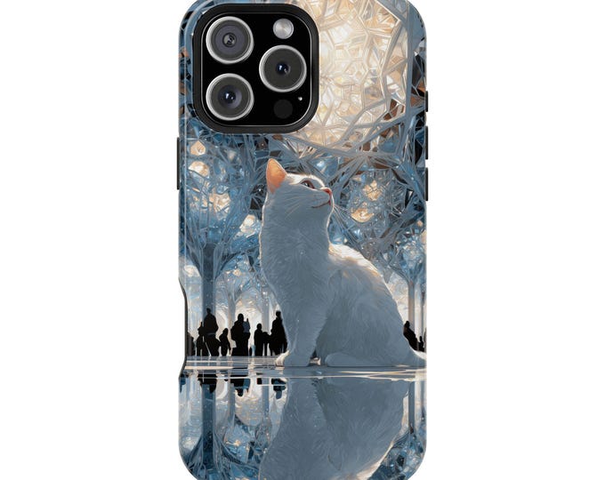 White Cat Crystal Kaleidoscope Lights Phone Case: iPhone, Galaxy, Pixel - Lifetime Warranty