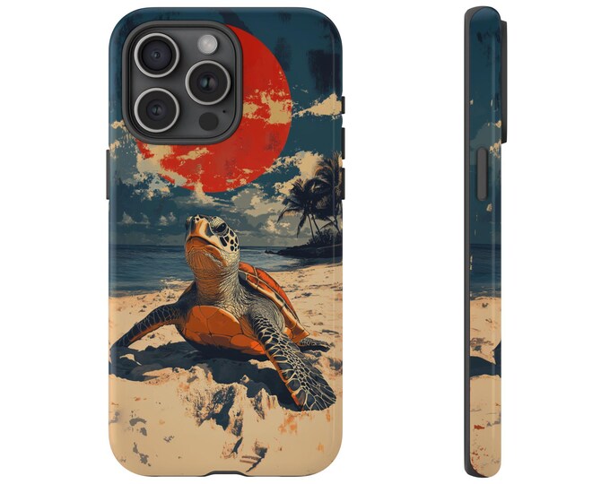 Sea Turtle Sunset Beach Phone Case: iPhone, Galaxy, Pixel - Magsafe Wireless Charging