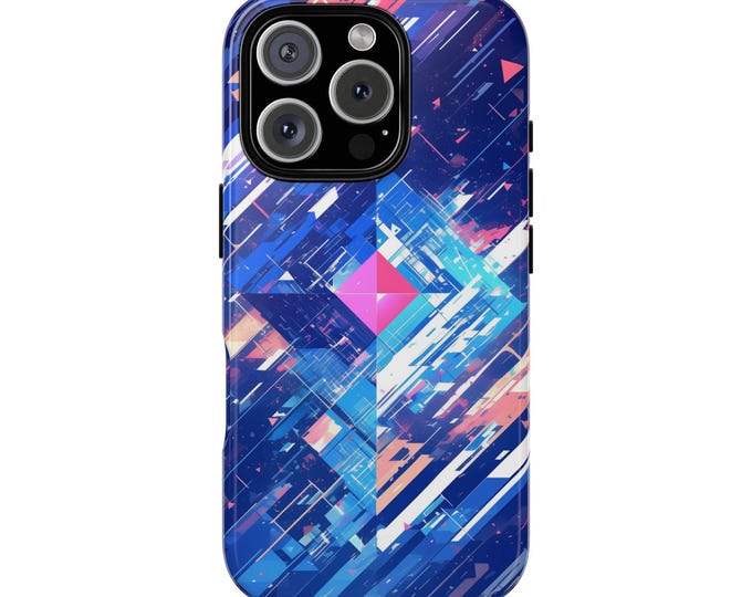 Blue Glitch Wave Abstract Distortion Phone Case: iPhone, Galaxy, Pixel - Lifetime Warranty