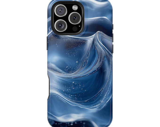 Digital Water Waves Blue Phone Case: iPhone, Galaxy, Pixel - Lifetime Warranty