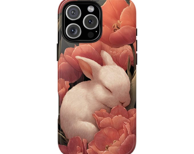 Sleeping Bunny Rabbit Floral Phone Case: iPhone, Galaxy, Pixel - Lifetime Warranty
