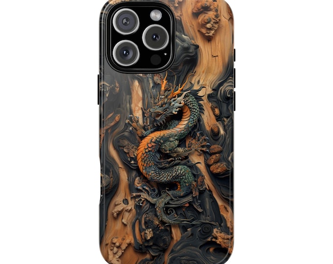 Ancient Dragon Wood Style Print Phone Case: iPhone, Galaxy, Pixel - Lifetime Warranty