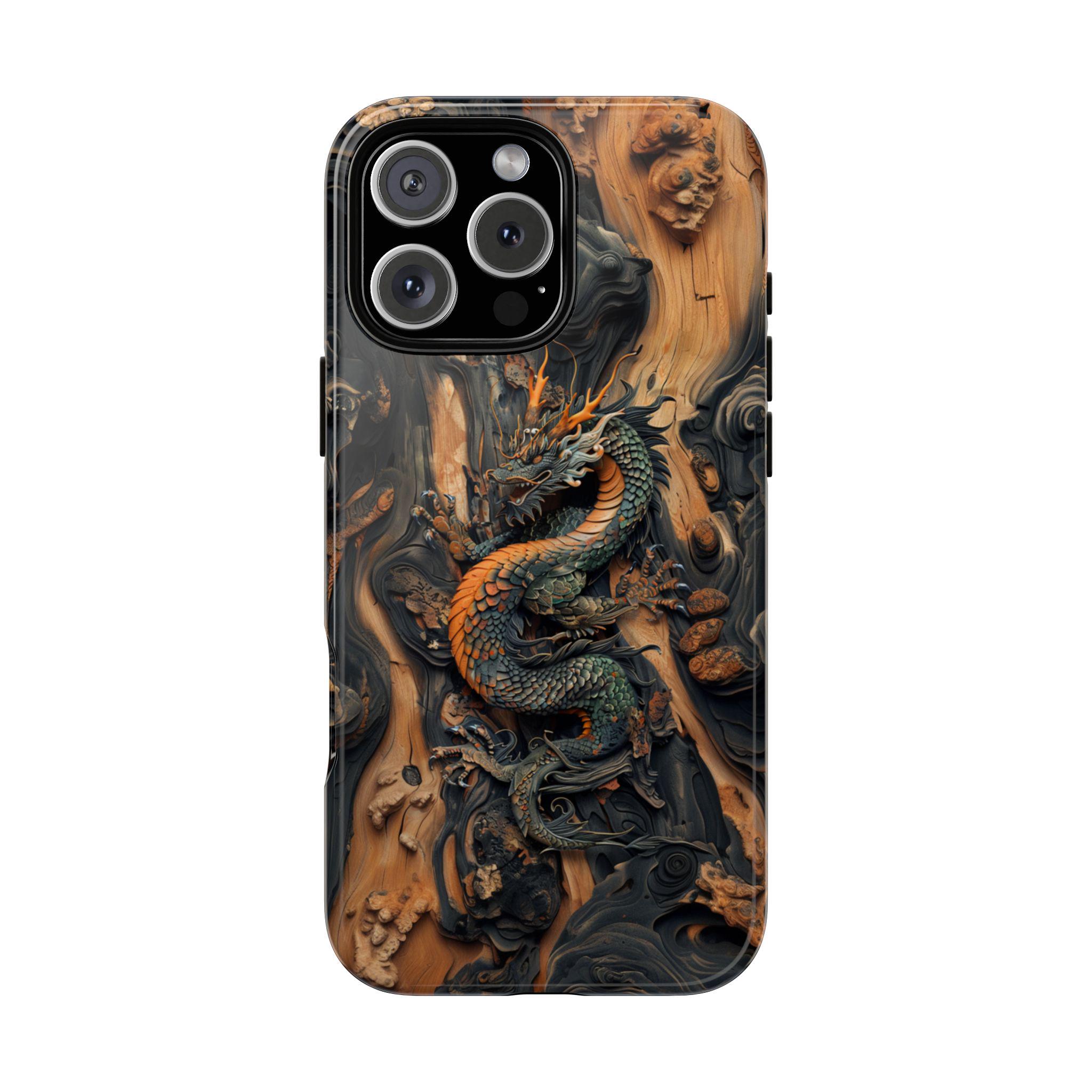 Ancient Dragon Wood Style UV Print Tree Phone Case - iPhone 17 Pro Max 16 15 14 13 12 11, Samsung Galaxy S25 Ultra S24 S23 S22, Google Pixel