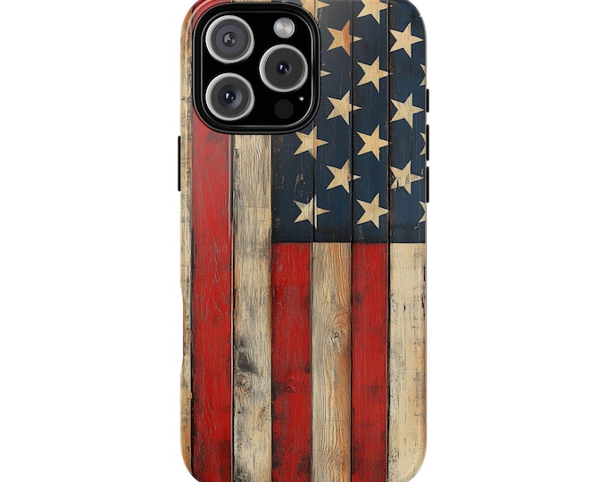 Wood USA American Flag Print Phone Case: iPhone, Galaxy, Pixel - Lifetime Warranty