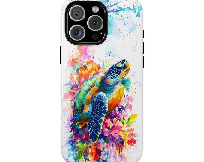 Tropical Sea Turtle Vibrant Watercolor Phone Case: iPhone, Galaxy, Pixel - Lifetime Warranty