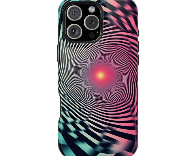 Op Art Illusion Infinite Black Wave Phone Case: iPhone, Galaxy, Pixel - Lifetime Warranty
