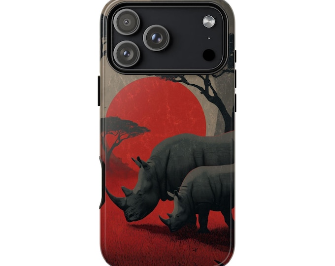Rhinoceros Gray Red Safari Phone Case: iPhone | Galaxy | Pixel - Lifetime Warranty