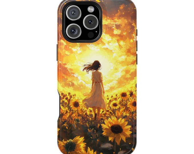 Dreamy Sunflower Sunset Girl Wildflower Phone Case: iPhone, Galaxy, Pixel - Lifetime Warranty