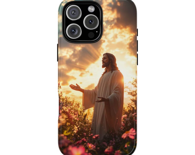 Sunlit Jesus Christ Open Arms Christian Phone Case: iPhone, Galaxy, Pixel - Lifetime Warranty