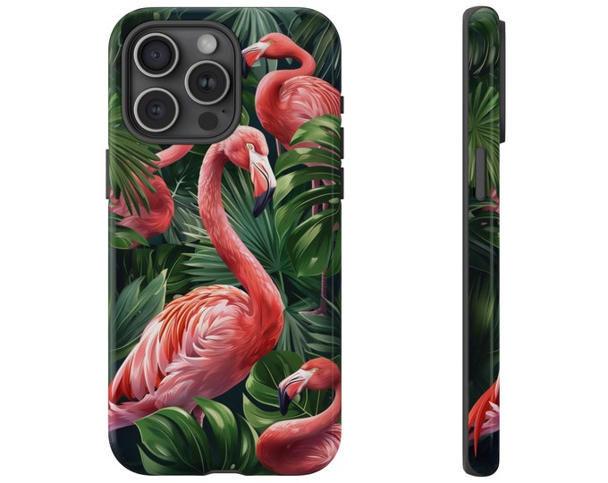 Pink Exotic Flamingo Summer Green Plants Phone Case: iPhone, Galaxy, Pixel - Lifetime Warranty