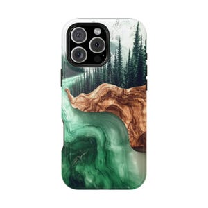 Green River Wood Marble Resin Pine Trees - Phone Case for iPhone 16 16e 15 14 13 Pro Max | Galaxy S25 S24 S23 | Pixel 9 9a | Wireless Cover