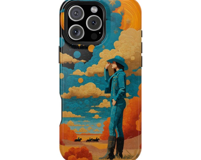 Cowgirl Stellar Planets Moon Sky Phone Case: iPhone, Galaxy, Pixel - Lifetime Warranty