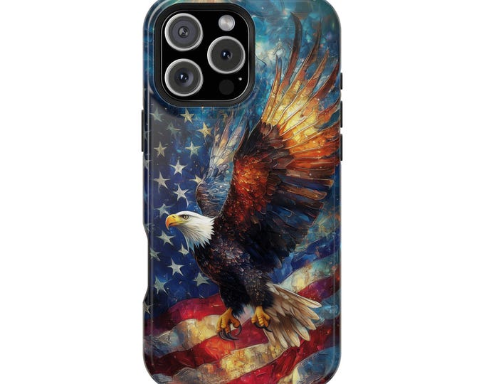 Majestic American Bald Eagle USA Flag Phone Case: iPhone, Galaxy, Pixel - Lifetime Warranty