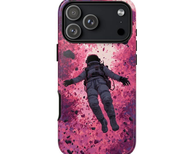 Astronaut Floating Neon Pink Space Phone Case: iPhone, Galaxy, Pixel - Lifetime Warranty