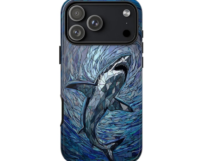 Great White Shark Mosaic Motion Phone Case: iPhone, Galaxy, Pixel - Lifetime Warranty