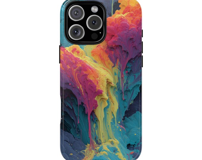 Melting Pink Teal Hyper Colors Dripping Phone Case: iPhone, Galaxy, Pixel - Lifetime Warranty