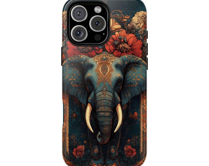 Floral Elephant Vintage Artwork Flower Phone Case: iPhone, Galaxy, Pixel - Lifetime Warranty