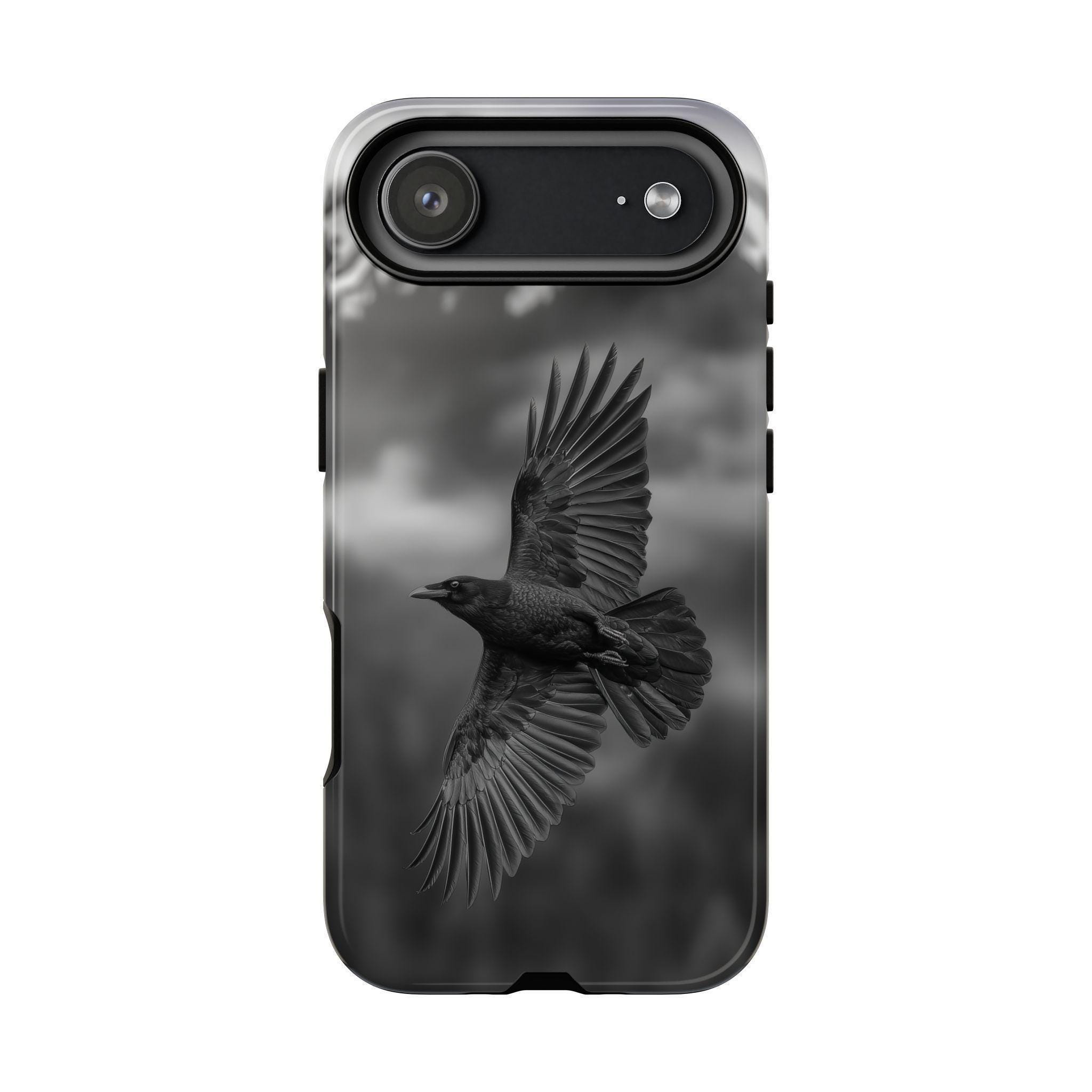Lifetime Warranty | Crow Spread Feathers High Contrast Phone Case