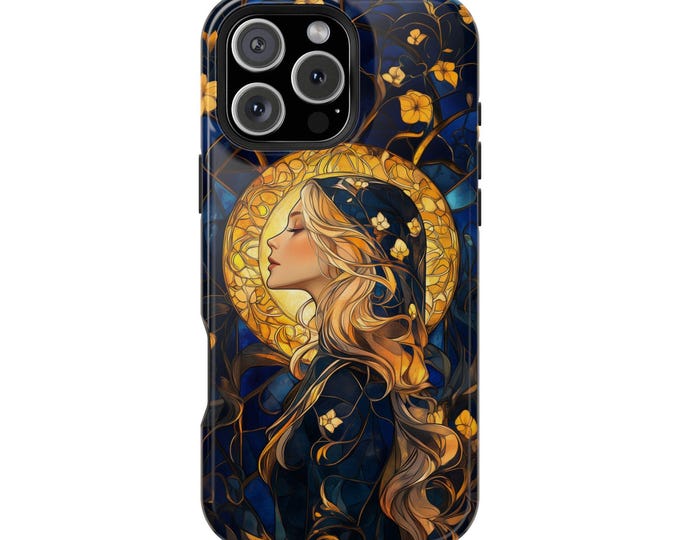 Renaissance Woman Portrait Stained Glass Nouveau Phone Case: iPhone, Galaxy, Pixel - Lifetime Warranty