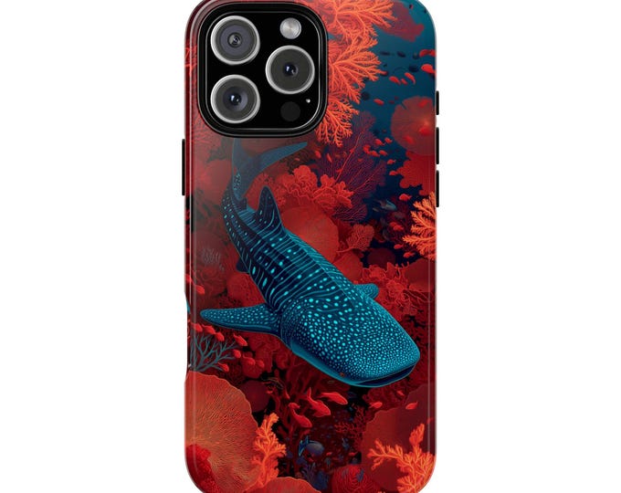 Whale Shark Lush Ocean Red Coral Reef Phone Case - iPhone 17 Pro Max 16 15 14 13 12 11, Samsung Galaxy S25 Ultra S24 S23 S22, Google Pixel
