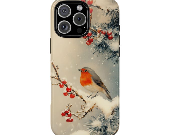 Hokusai Robin Snow Tree Branch Bird Phone Case: iPhone, Galaxy, Pixel - Lifetime Warranty