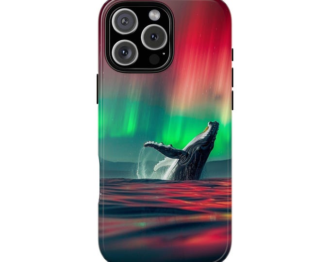Humpback Whale Breaching Aurora Borealis Phone Case: iPhone, Galaxy, Pixel - Lifetime Warranty