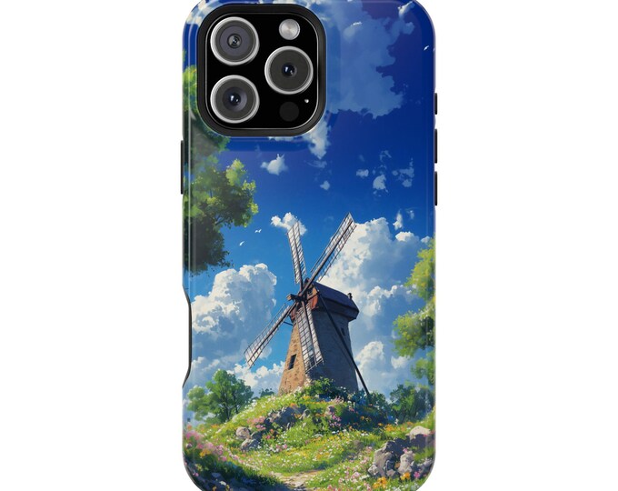 Old Windmill Tranquil Grassy Hilltop Phone Case: iPhone, Galaxy, Pixel - Lifetime Warranty