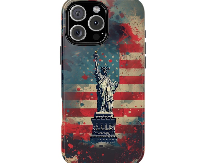 Statue of Liberty American USA Flag Phone Case: iPhone, Galaxy, Pixel - Lifetime Warranty