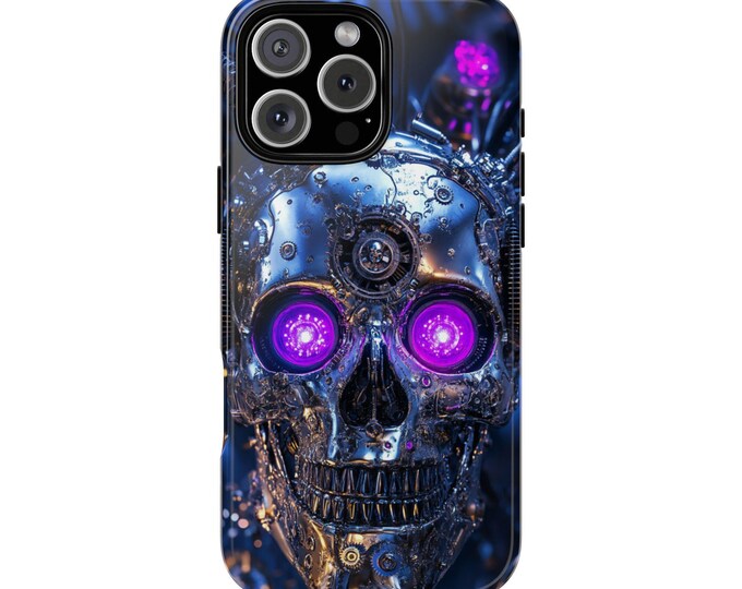 Skull Robot Metal Cyber Purple Skeleton Phone Case: iPhone, Galaxy, Pixel - Lifetime Warranty