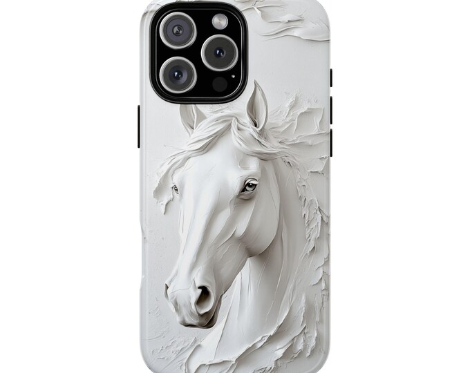 White Horse Porcelain Paint Art Phone Case: iPhone, Galaxy, Pixel - Lifetime Warranty