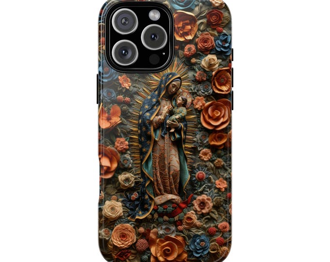 Virgin Mary Floral Catholic Faith Phone Case: iPhone, Galaxy, Pixel - Lifetime Warranty