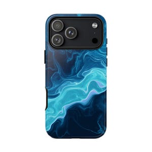 Sky Blue Liquid Wave Hydro Dip Phone Case: iPhone 17 17e 16 15 14 13 Pro Max, Galaxy S26 S25 S24 Ultra, Pixel 10 9