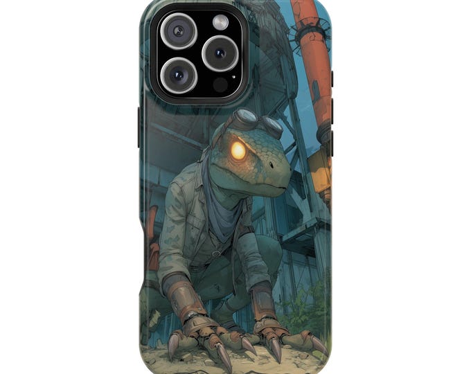Tech Raptor Sci-Fi Cyber Dinosaur Lizard Phone Case: iPhone, Galaxy, Pixel - Lifetime Warranty