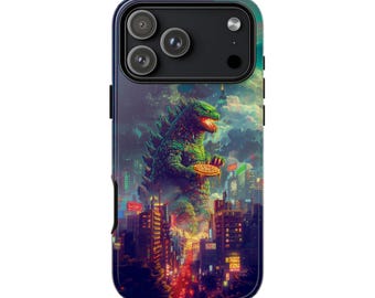 Livstidsgaranti | Grönt Kaiju Pizza City Buildings-telefonskal: iPhone 17 16 15 14 Pro Max, Galaxy S26 | MagSafe | Stötsäker