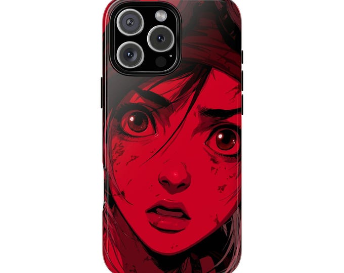 Crimson Rebel Warrior Anime Girl Phone Case: iPhone, Galaxy, Pixel - Lifetime Warranty