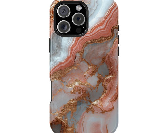 Rose Gold White Chic Marble Swirling Phone Case: iPhone, Galaxy, Pixel - Lifetime Warranty