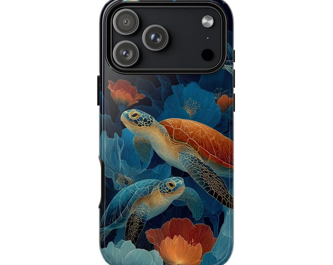 Sea Turtles Aqua Floral Phone Case for iPhone | Samsung Galaxy | Google Pixel